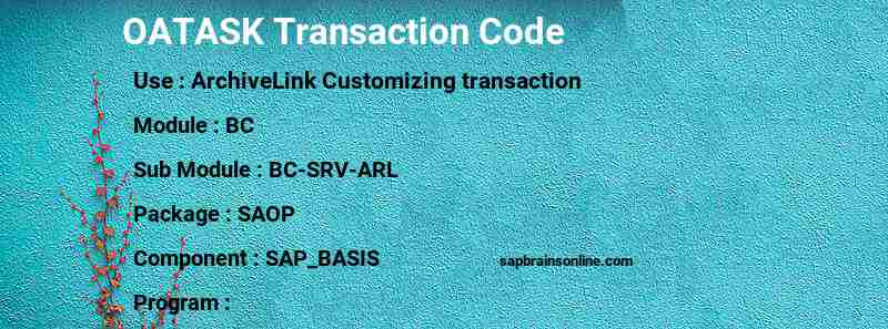 SAP OATASK transaction code