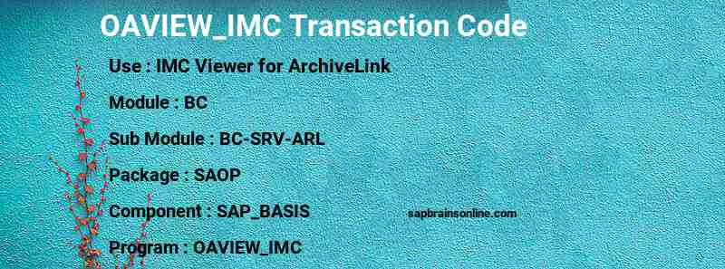SAP OAVIEW_IMC transaction code