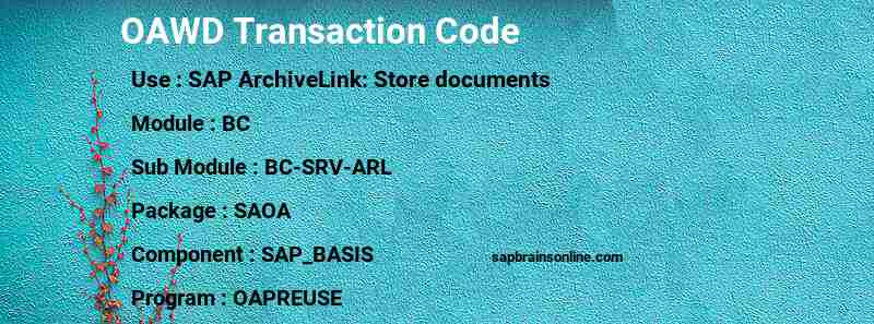 SAP OAWD transaction code