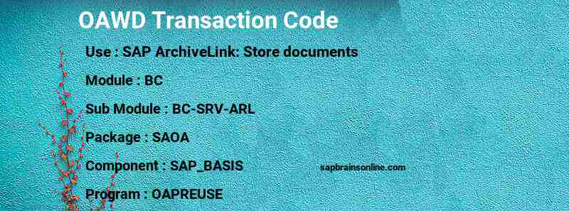 SAP OAWD transaction code