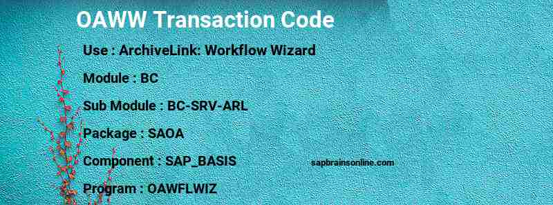 SAP OAWW transaction code