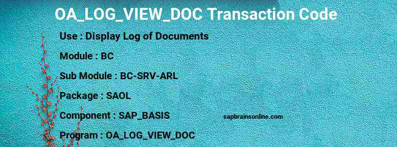 SAP OA_LOG_VIEW_DOC transaction code