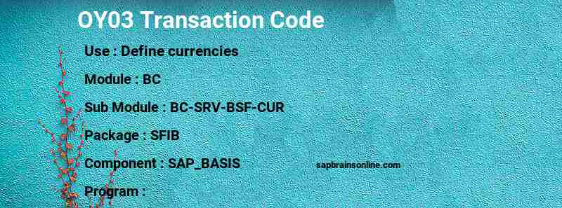 SAP OY03 transaction code