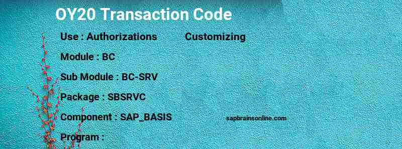 SAP OY20 transaction code