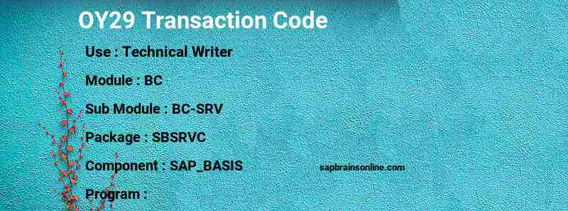 SAP OY29 transaction code