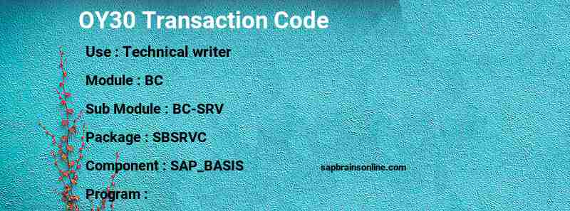 SAP OY30 transaction code
