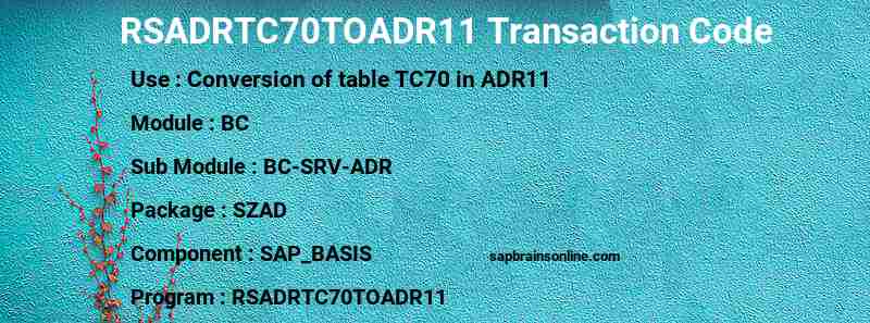 SAP RSADRTC70TOADR11 transaction code