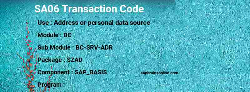 SAP SA06 transaction code