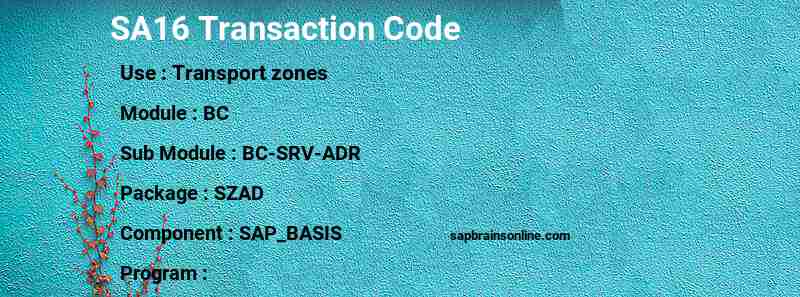 SAP SA16 transaction code