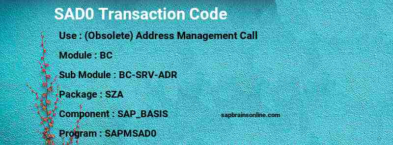 SAP SAD0 transaction code