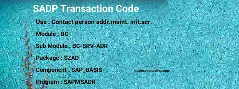 SAP SADP transaction code