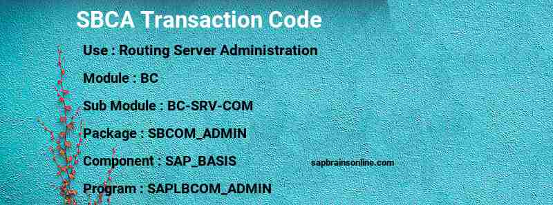 SAP SBCA transaction code