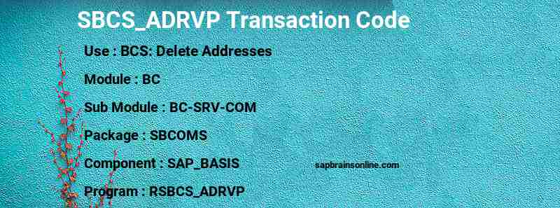 SAP SBCS_ADRVP transaction code