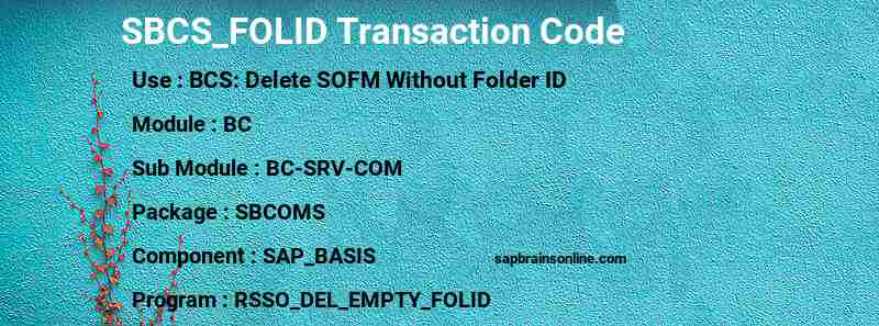 SAP SBCS_FOLID transaction code