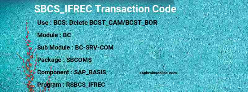 SAP SBCS_IFREC transaction code