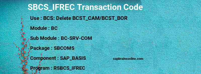 SAP SBCS_IFREC transaction code