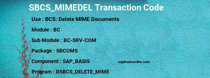 SAP SBCS_MIMEDEL transaction code