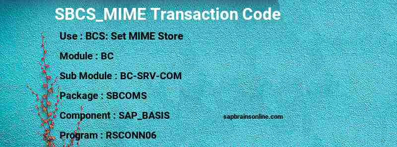 SAP SBCS_MIME transaction code
