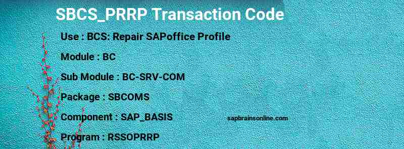 SAP SBCS_PRRP transaction code