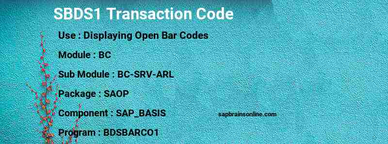 SAP SBDS1 transaction code