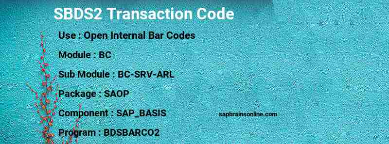 SAP SBDS2 transaction code