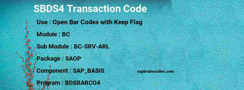 SAP SBDS4 transaction code