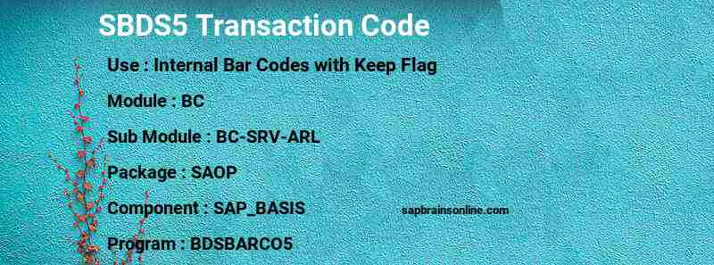 SAP SBDS5 transaction code