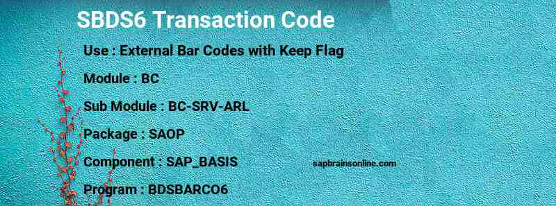 SAP SBDS6 transaction code