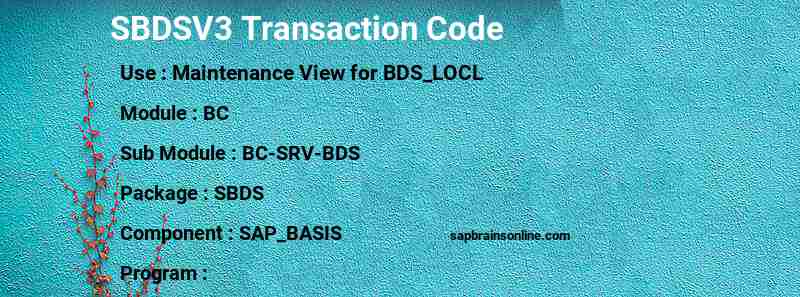 SAP SBDSV3 transaction code