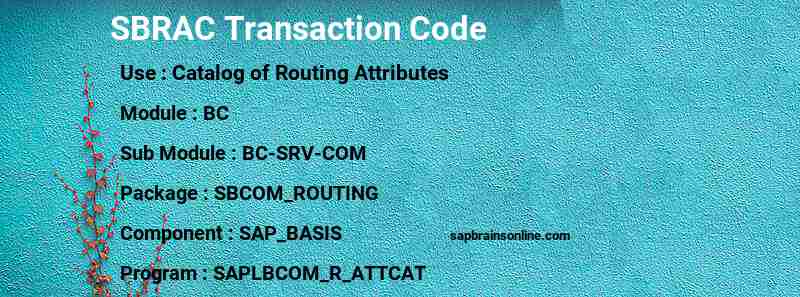 SAP SBRAC transaction code