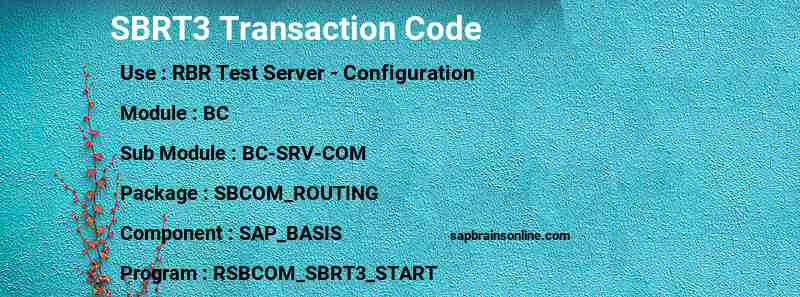 SAP SBRT3 transaction code