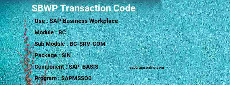 SAP SBWP transaction code