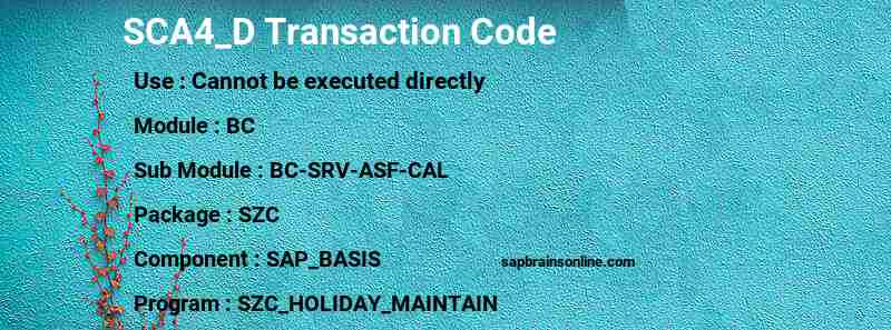 SAP SCA4_D transaction code