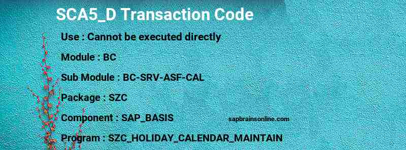 SAP SCA5_D transaction code
