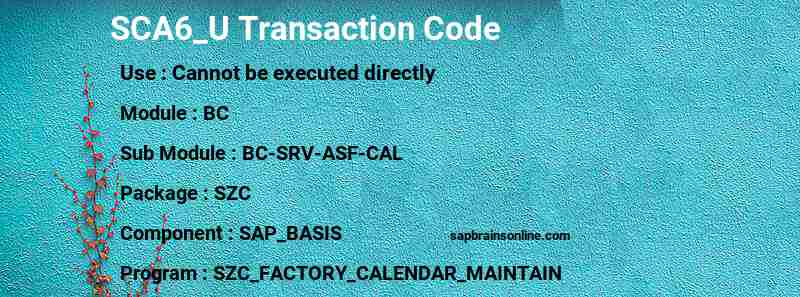 SAP SCA6_U transaction code