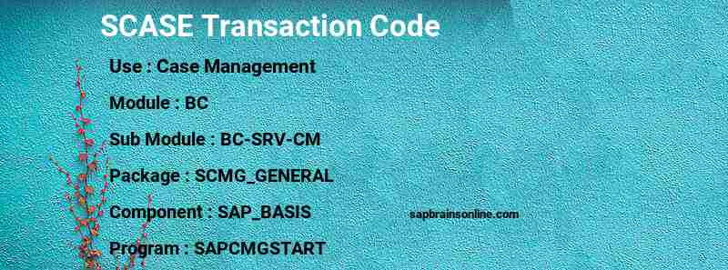 SAP SCASE transaction code