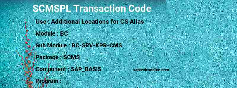 SAP SCMSPL transaction code