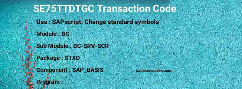 SAP SE75TTDTGC transaction code