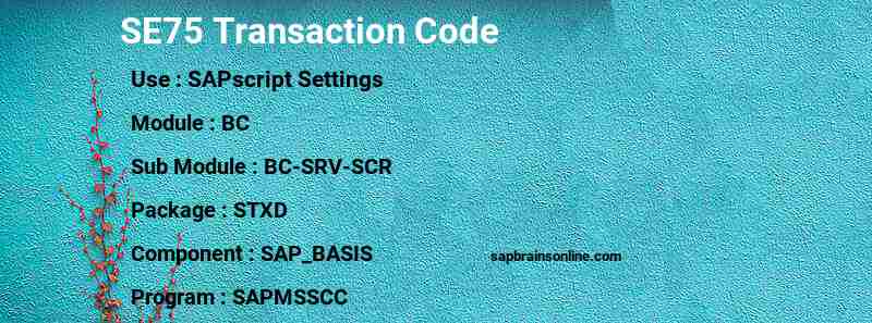 SAP SE75 transaction code