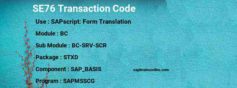 SAP SE76 transaction code