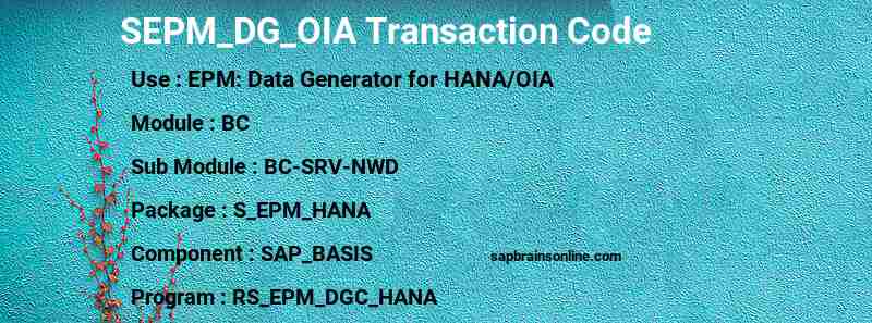 SAP SEPM_DG_OIA transaction code