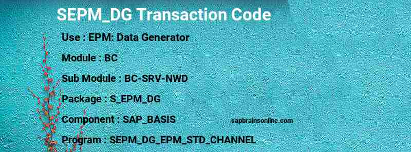 SAP SEPM_DG transaction code