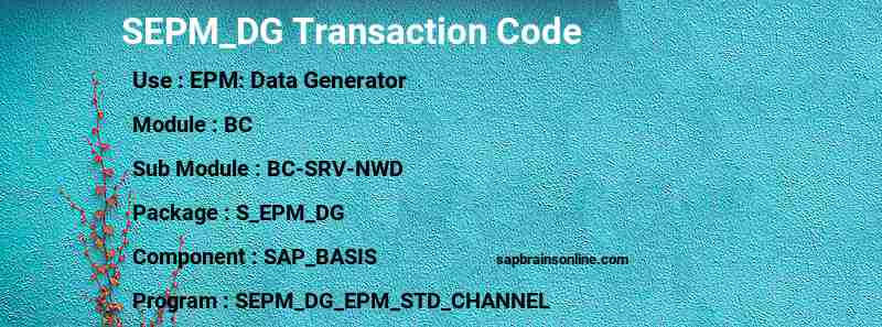 SAP SEPM_DG transaction code