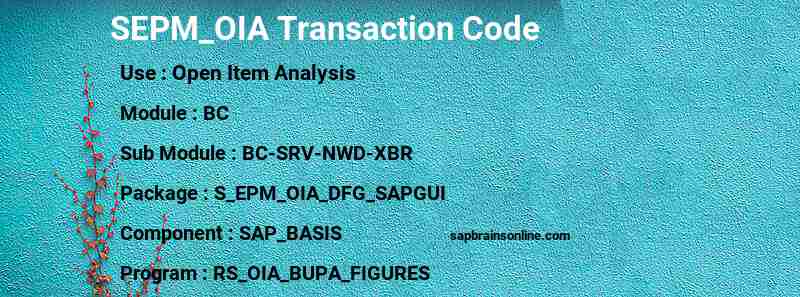 SAP SEPM_OIA transaction code
