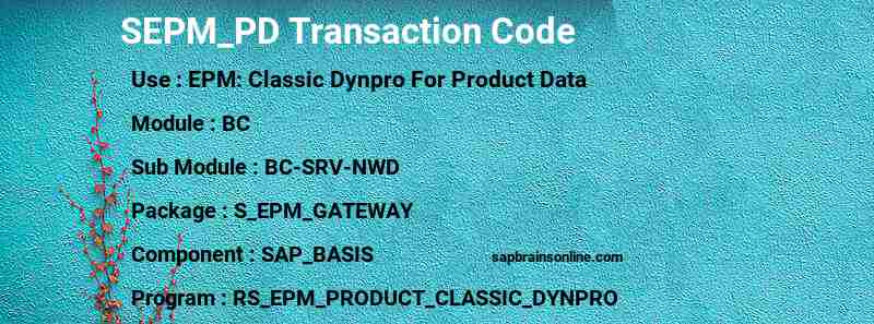 SAP SEPM_PD transaction code