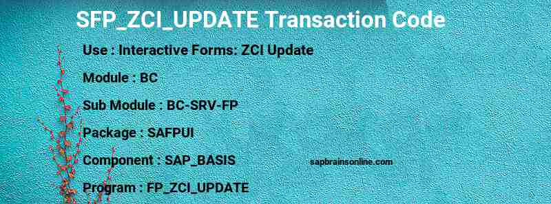 SAP SFP_ZCI_UPDATE transaction code