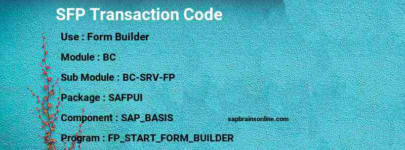 SAP SFP transaction code