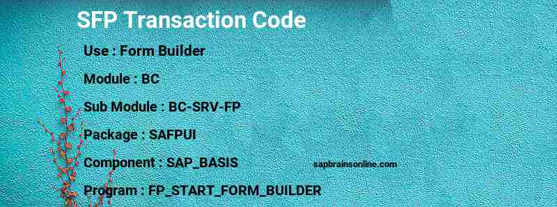 SAP SFP transaction code