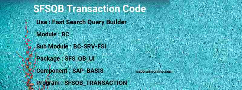 SAP SFSQB transaction code