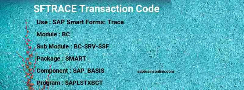 SAP SFTRACE transaction code